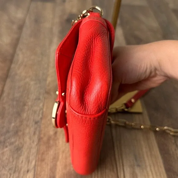 Tory Burch Amanda Mini Crossbody Bag Pebble‎ Leather Red Authentic